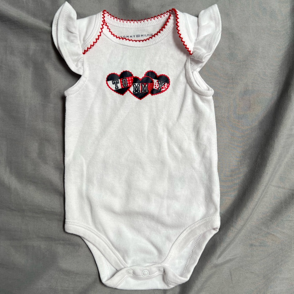 Tommy Hilfiger White and Red Kids Bodysuit